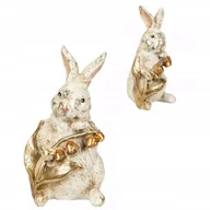 Figurki dekoracyjne - ZAJĄC WIELKANOCNY figurka ozdoba stojąca dekoracyjna do salonu złoty - miniaturka - grafika 1