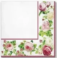 Folia, papier śniadaniowy, serwetki - Serwetki Rosy frame gold 33x33cm 20szt - PAW - miniaturka - grafika 1