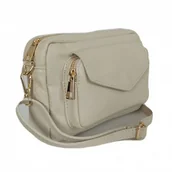 Torebki damskie - Urocza Włoska skórzana listonoszka Vera Pelle , pojemna złote okucia  Jasny Beż MCZ45T - miniaturka - grafika 1