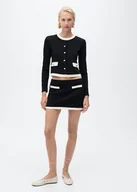 Spódnice - MANGO - Kontrastowa spódnica bawełniana czarny - L - Kobieta - miniaturka - grafika 1