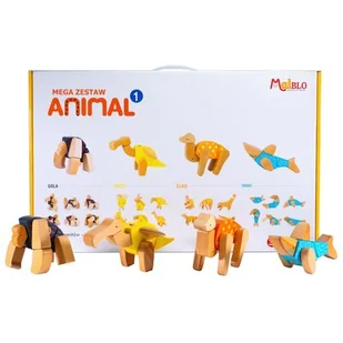 Klocki drewniane MALBLO Eco Mega zestaw Animal 1 MAL7742 - Klocki - miniaturka - grafika 1