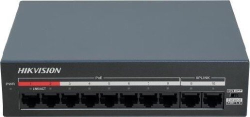 Switch Hikvision DS-XS10-P Switch 8x PoE, 2x UPLINK, niezarządzalny, 60W