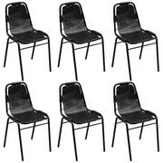 Krzesła - Krzesło do jadalni 6 szt., 49x52x88 cm, skóra, czarne - miniaturka - grafika 1