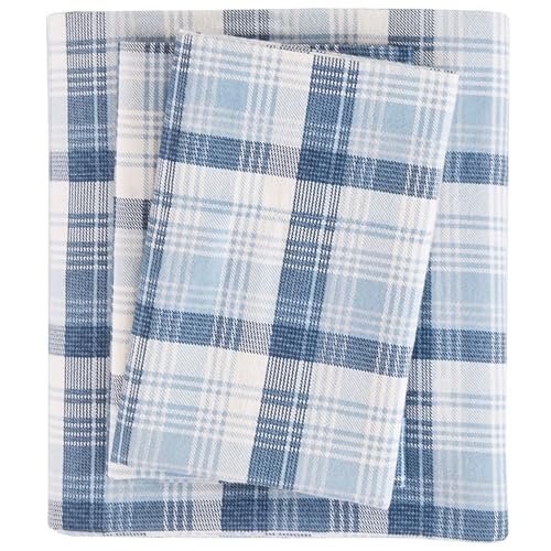 Woolrich Cotton Sheet Set Cottage Charms Print, 100% Cotton Flannel Sheets Warm & Fuzzy Bedding Set Cal King Size Sheets, Fitted Pocket Fits Up to 14