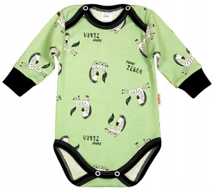 Body długi rękaw 2 napy 100% Zebry MIĘTA r 62 KLEKLE - Body dla niemowląt - miniaturka - grafika 1