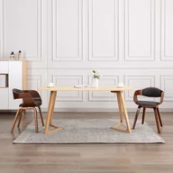Krzesła - vidaXL Krzesła stołowe, 2 szt., gięte drewno i szara tkanina - miniaturka - grafika 1