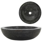 Umywalki - vidaXL Umywalka, 40 x 12 cm, marmurowa, czarna - miniaturka - grafika 1