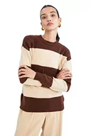 Swetry damskie - DeFacto Sweter normalny krój dla kobiet - sweter z golfem dla topów damski (brązowy, XL), brązowy, XL - miniaturka - grafika 1