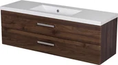 Szafki łazienkowe - Szafka łazienkowa wisząca z umywalką 120 cm 39/S2 Fokus kolor orzech - miniaturka - grafika 1