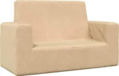 Łóżka dla dzieci i młodzieży - vidaXL vidaXL 2-os. sofa dla dzieci, kremowa, miękki plusz - miniaturka - grafika 1