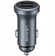 Ładowarki samochodowe - Ładowarka samochodowa USAMS CC320 Aluminium 2.4A 2xUSB-A tarnish - miniaturka - grafika 1