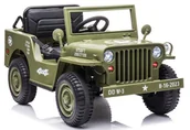 Pojazdy elektryczne dla dzieci - Auto Jeep Wojskowy 4 Silniki 12V Ekoskóra Piankowe Koła Pilot Oliwkowy - miniaturka - grafika 1