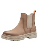 Kozaki damskie - Tamaris Damskie buty Comfort Chelsea z podszewką WarmInsole, Tex i Extra Grip, modne kozaki, Camel Nubuc, 38 EU, camel nubuc, 38 EU - miniaturka - grafika 1
