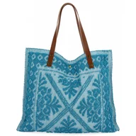 Torebki damskie - Włoska Torebka Shopper bag w Modne Wzory 5887 Niebieska - miniaturka - grafika 1