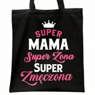 Torby i wózki na zakupy - Torba bawełniana czarna na zakupy Dzień Matki Dla Mamy Prezent - miniaturka - grafika 1