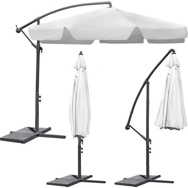 Parasol Ogrodowy Składany 6 Segmentów Szary 350cm Elegancki I Praktyczny