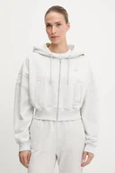 Bluzy damskie - New Balance bluza bawełniana damska kolor szary z kapturem gładka WJ51506AHH - miniaturka - grafika 1