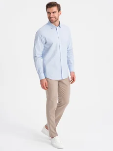 Bawełniana klasyczna koszula REGULAR - błękitna V1 OM-SHOS-0154 - Ombre Clothing - Koszule męskie - miniaturka - grafika 1