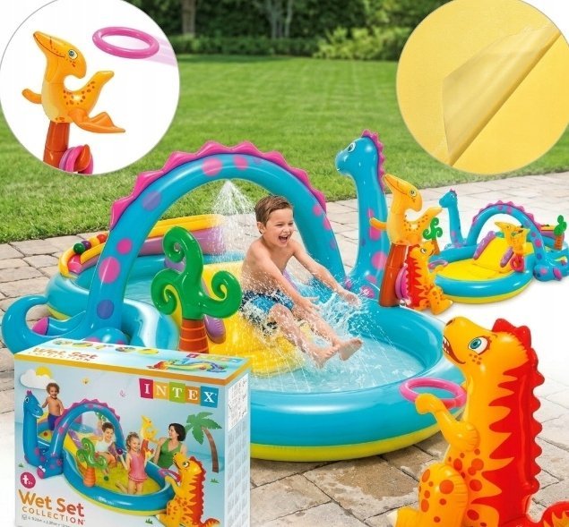 Intex Basen DMUCHANY PLAC ZABAW DINOZAUR ZJEŻDŻALNIA WODNA XXL 302CM