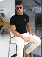 Koszulki męskie - Koszulka Męska Calvin Klein Czarna haft CK, T-SHIRT IDEALNY NA CO DZIEŃ L - miniaturka - grafika 1
