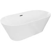 Wanny - Mexen Luna Slim wanna wolnostojąca 170 x 75 cm, biała, przelew gun gray szczotkowany - 52041707500-66 - miniaturka - grafika 1