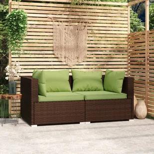 2-osobowa sofa ogrodowa z poduszkami, polirattan, brązowa - Sofy ogrodowe - miniaturka - grafika 1