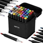 Kredki, ołówki, pastele i pisaki - MARKERY DWUSTRONNE ALKOHOLOWE PROMARKERY ZESTAW Z ETUI TORBA 48 SZTUK - miniaturka - grafika 1