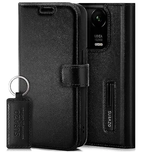 SURAZO Etui na telefon komórkowy klasy premium do Redmi Note 13 Pro 5G – składane etui ochronne z prawdziwej skóry [magnes, kieszeń na karty, ochrona RFID, funkcja stojaka] etui z klapką, skórzane - Etui i futerały do telefonów - miniaturka - grafika 1