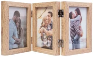 Ramki na zdjęcia - ﻿Potrójna ramka na zdjęcia 15x21 jasnobrązowa MDF, prezentowa - miniaturka - grafika 1