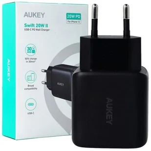 Aukey USB-C PD 20 W czarny PA-R1 - Ładowarki do telefonów - miniaturka - grafika 1