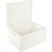 Pudełka i szkatułki - Drewniane pudełko skrzynka z wiekiem i uchwytami, 40x30x24 cm, białe, do decoupage dokumentów zabawek narzędzi - miniaturka - grafika 1