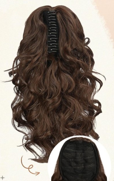 Przedłużenie włosów z klipsami syntetyczne ciemnobrązowe 33 cm Sofeiyan