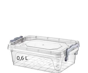 Prostokątny pojemnik plastikowy 0,6L z szczelną pokrywką idealny do lodówki i zamrażarki - Pojemniki kuchenne - miniaturka - grafika 1