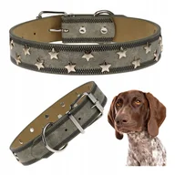 Obroże dla psów - Obroża dla psa EKO SKÓRA z GWIAZDKAMI ozdobna klasyczna nie obciera L - miniaturka - grafika 1