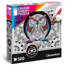 Clementoni Puzzle 500 Colour Therapy Sowa - Powieści - miniaturka - grafika 1