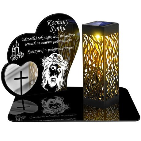 ZNICZ SOLARNY LED WIECZNY PODSTAWKA NA CMENTARZ GRÓB lampka Serce 3D DLA SYNA