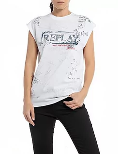 Koszulki i topy damskie - Replay T-shirt damski regular fit, 001 White, S - grafika 1