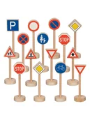 Pociągi dla dzieci - Goki 15-częściowy zestaw znaków drogowych - 5+ - miniaturka - grafika 1