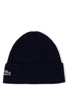 Lacoste Czapka męska Mężczyźni Wełna niebieski jednolity, ONE SIZE - Czapki męskie - miniaturka - grafika 1