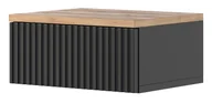 Szafki nocne - Lamelowa szafka nocna ścienna czarny + dąb craft N6-K03 - miniaturka - grafika 1
