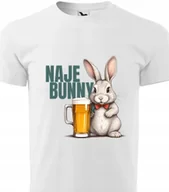 Piżamy damskie - Piżama Męska Biała Koszulka + Szare Spodenki NAJEBUNNY Wzory Rozmiar L - miniaturka - grafika 1