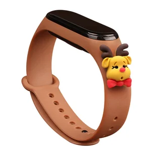 Strap Xmas opaska do Xiaomi Mi Band 4 / Mi Band 3 świąteczny silikonowy pasek bransoletka brązowy (renifer) - Etui i futerały do telefonów - miniaturka - grafika 1