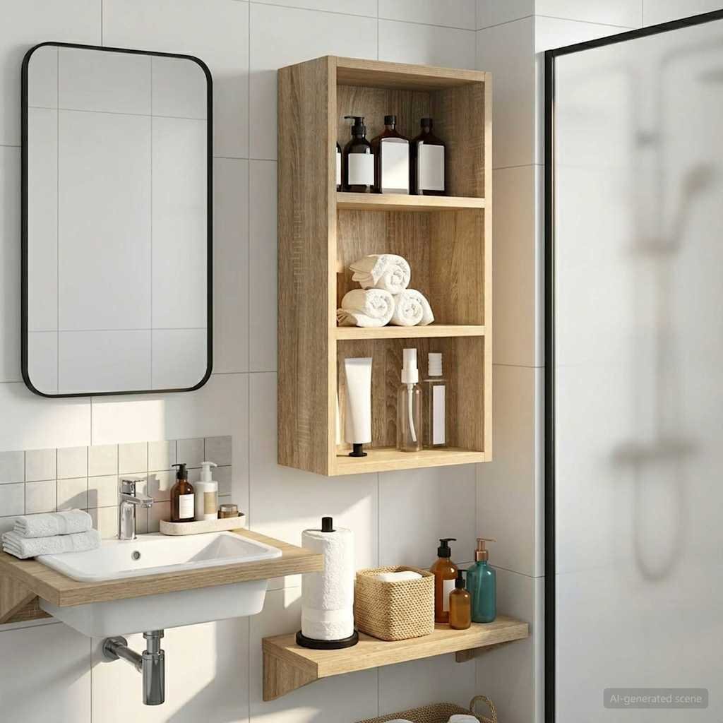 vidaXL vidaXL Szafka ścienna łazienkowa z półką Dąb Sonoma 30 x 16 x 62,5 cm