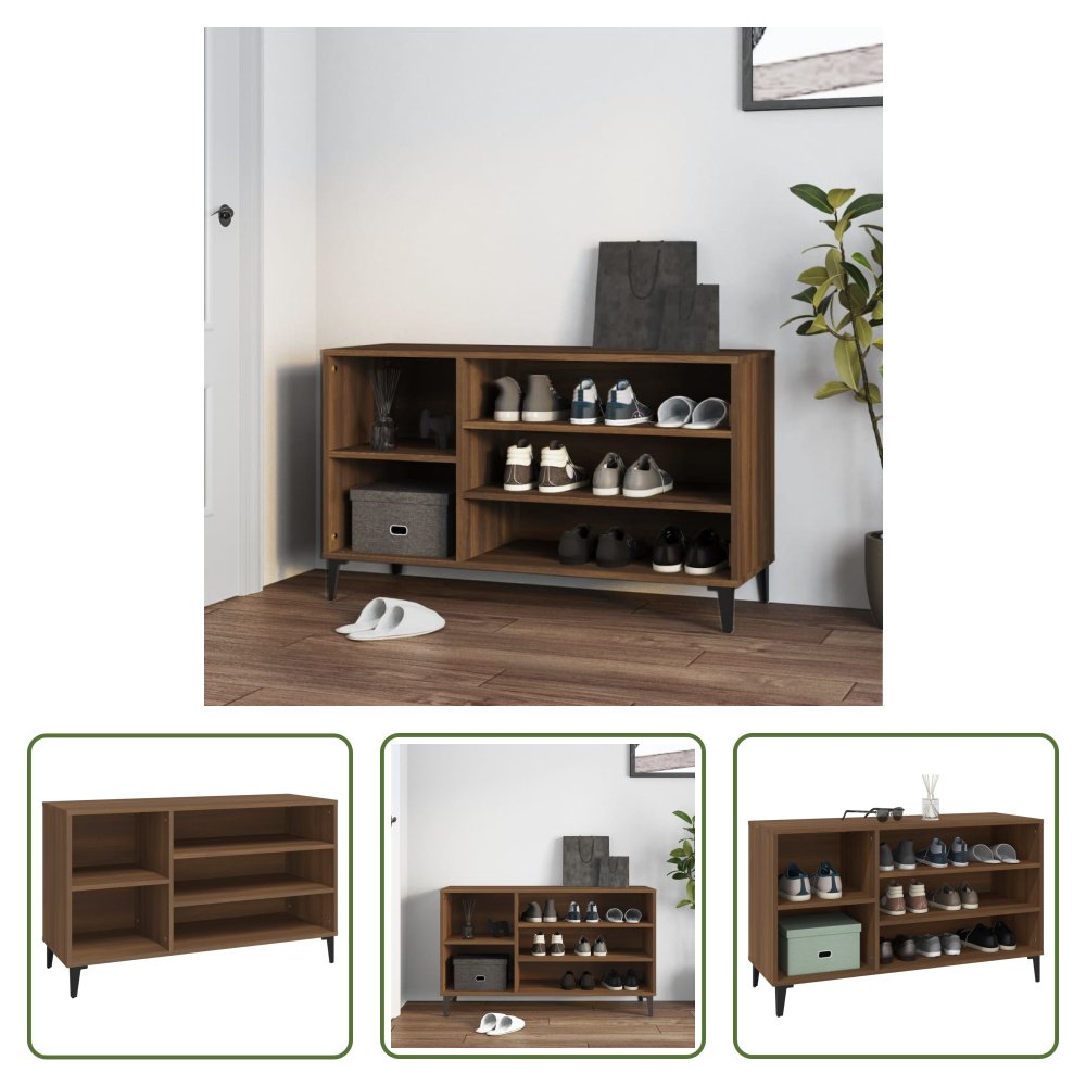 The Living Store Brązowy dębowy stojak na buty 102x36x60 cm materiał drewnopochodny