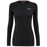 Koszulki sportowe damskie - Koszulka damska Salewa Cristallo Warm Amr W L/S Tee. Rozmiar: L / Kolor: czarny/biały - miniaturka - grafika 1