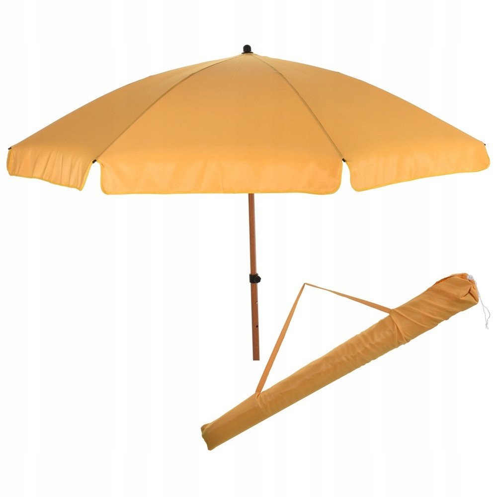 Koopman Parasol Plażowy Ogrodowy Stabilny Żółty Regulowany Składany AMBIANCE 200 cm