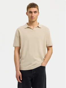 Selected Homme Polo Mattis 16096197 Beżowy Regular Fit - Koszulki męskie - miniaturka - grafika 1