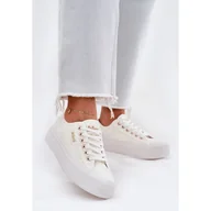 Trampki damskie - Trampki Damskie Z Koronką Lee Cooper LCW-25-31-3438L Białe - miniaturka - grafika 1