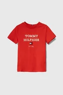 Koszulki dla chłopców - Tommy Hilfiger t-shirt bawełniany dziecięcy kolor czerwony z nadrukiem - miniaturka - grafika 1