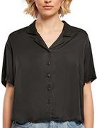 Koszule damskie - Urban Classics Damska koszula damska Viscose Satin Resort Shirt, krótki rękaw, damska koszula dostępna w 3 kolorach, rozmiary XS - 5XL, czarny, 4XL - miniaturka - grafika 1